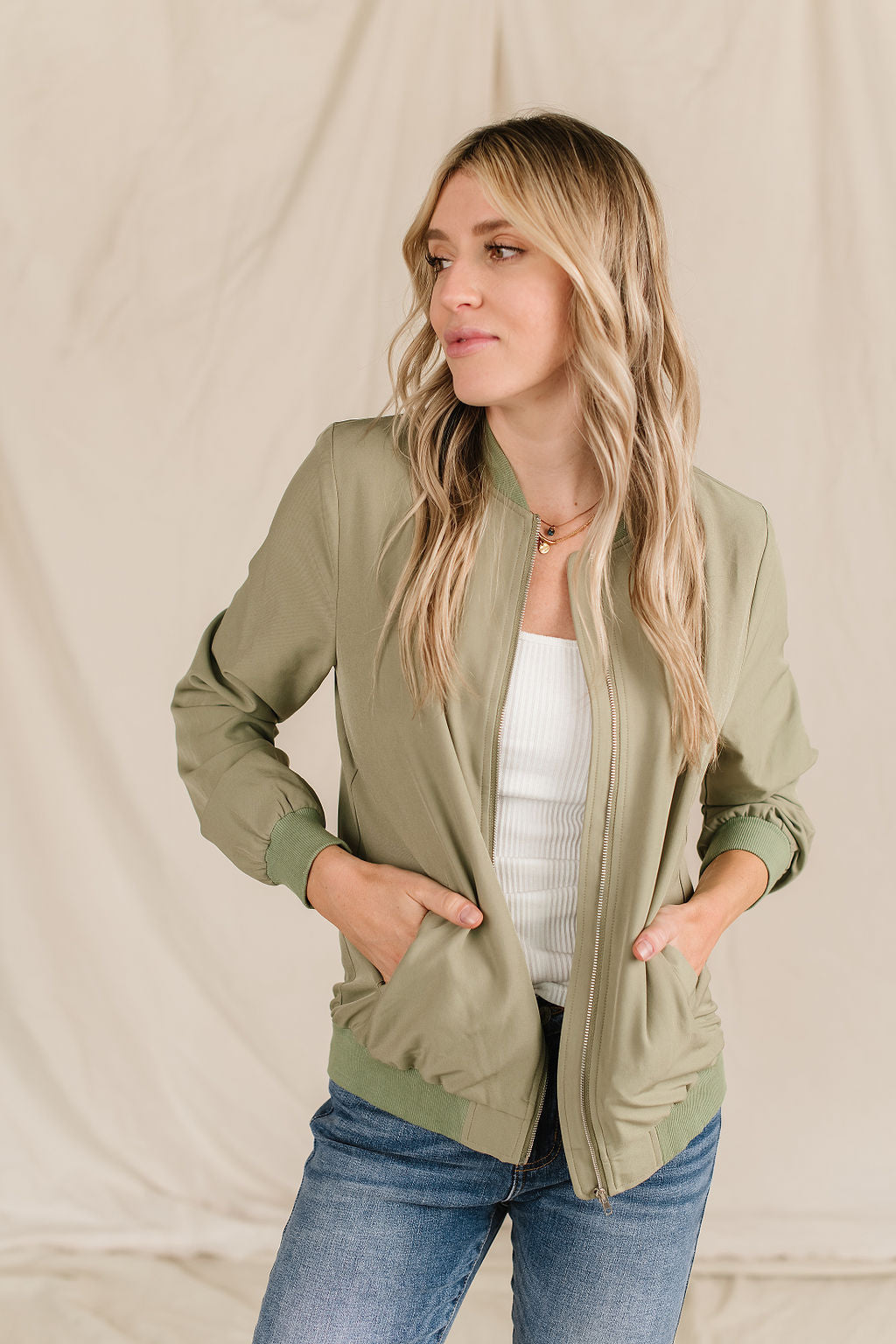 Khaki bomber shop jacket womens