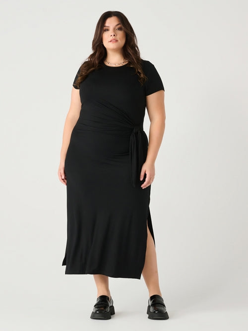 Plus size short 2025 sleeve midi dress