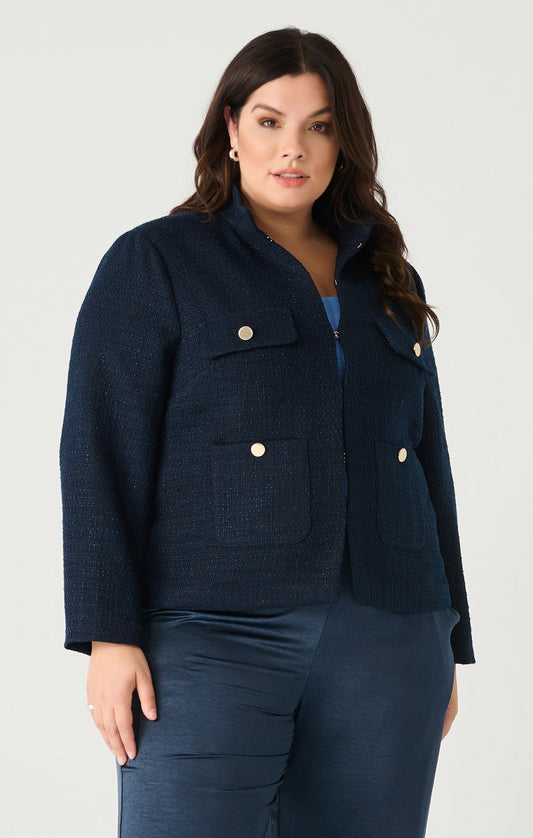 Textured Pocket Detail Jacket (Plus Size)