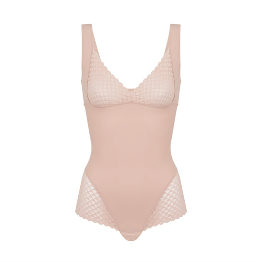 Mia Dot Wirefree Padded Mesh Bodysuit - P6017 - Bright Pink – Ashley's  Lingerie & Swimwear